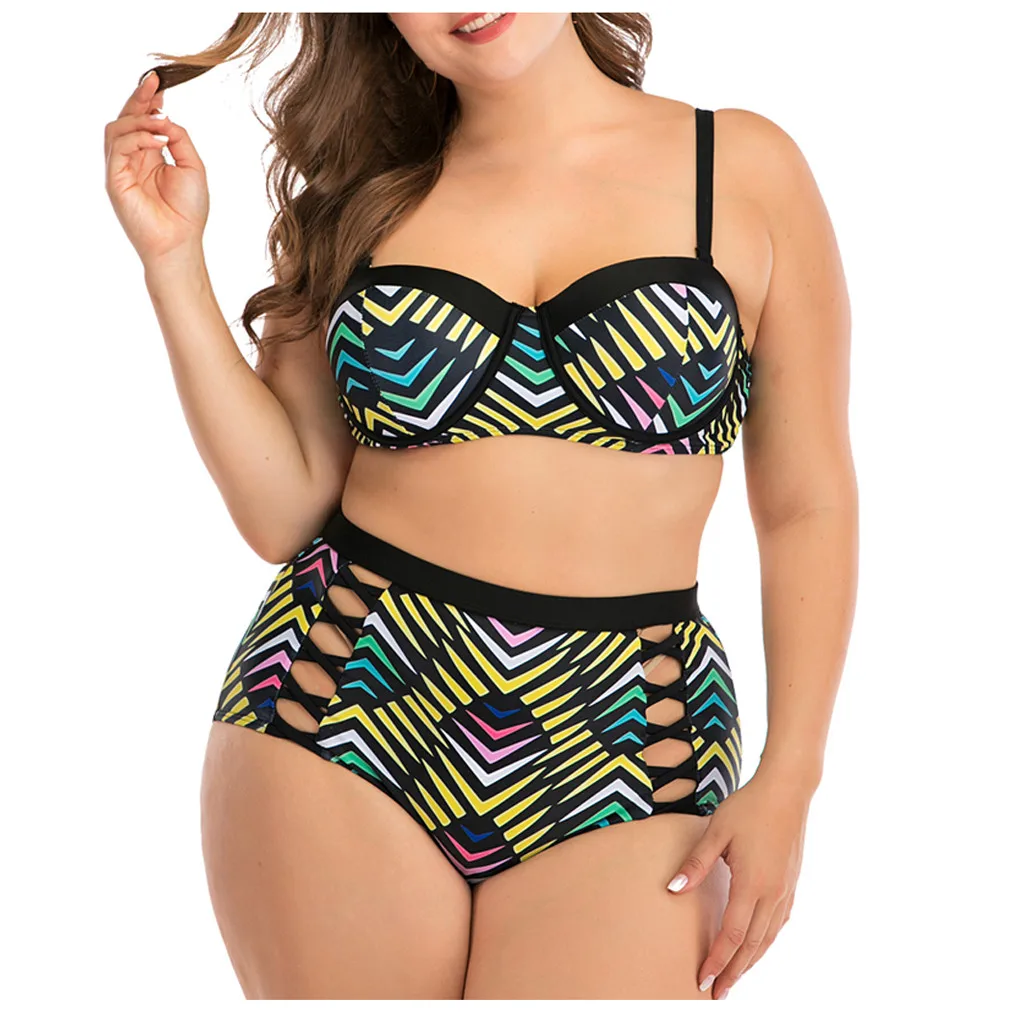 

Swimjupmsuit Swimwear Plus Size Swimsuit Beachwear Women Padded Print Bikini Swimwears Tankinis Set