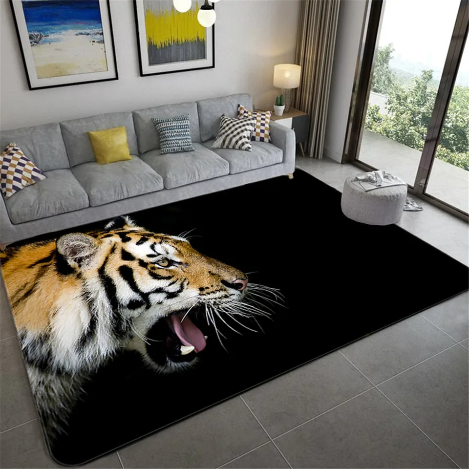 

3d Cartoon Child carpets for living room bedroom Area Rugs kids room floor mats kitchen parlor large tiger lion tapis home Decor