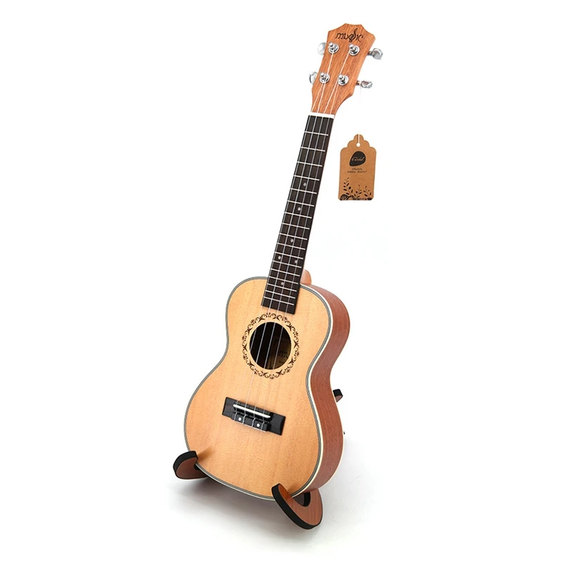 

23 Inch Concert Ukulele Beginner Spruce Wood Ukulele Set with Tuner, Picks, Strap, Strings, Guitar Capo