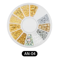 11 types gold silver nail charms metal rivets rhinestones 3d pearl nail jewelry diy nail art decorations accessories glue wheel