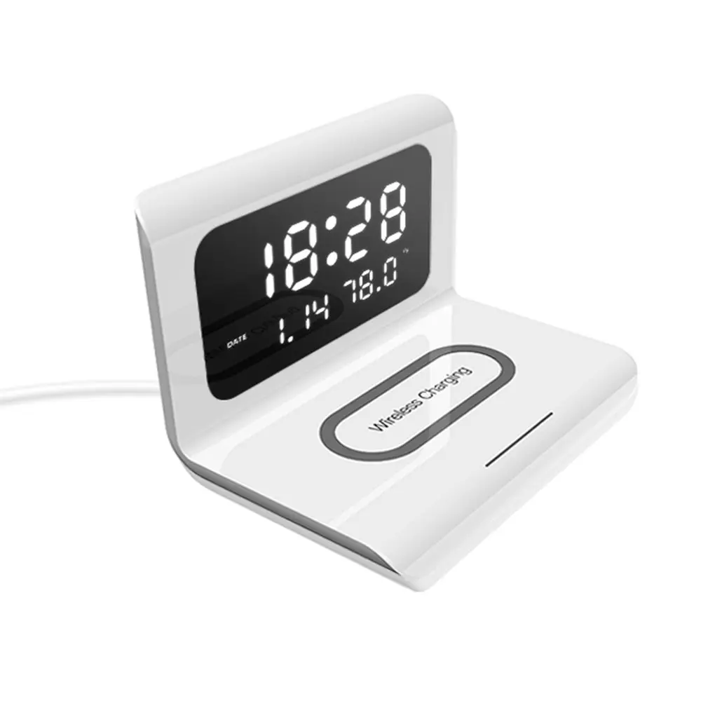 

3in1 Wireless LED Electric Alarm Clock Charger Creative Clock Wireless Fast Charging Multifunctional Mobile Phone Hold