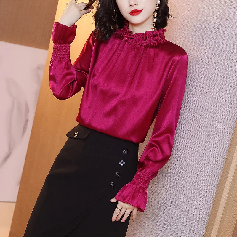 Blouse Women Real Silk Shirt Womens Tops and Blouses Korean Elegant Women Clothes Blusas Mujer De Moda 2020 S19QS3444 YY2963