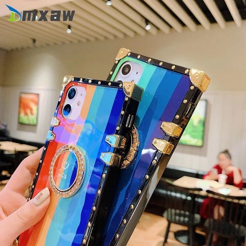 Мягкий чехол с кольцом для LG K61 K51 Stylo 7 6 5 4 модный радужные квадратные телефона |