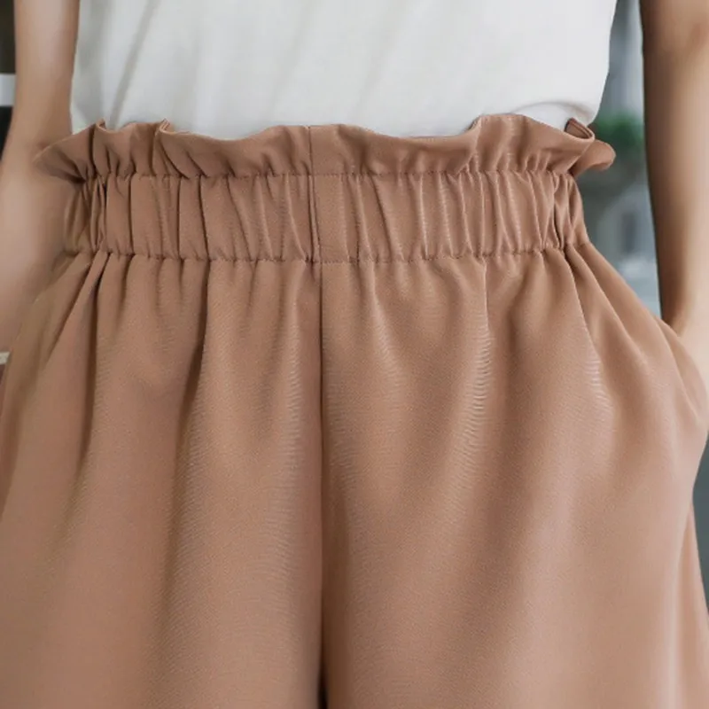 

2020 New Women Summer Shorts High Waist Casual Work Shorts For Women Femme Loose Elastic Short Pants Beach Chiffon Pants Girls