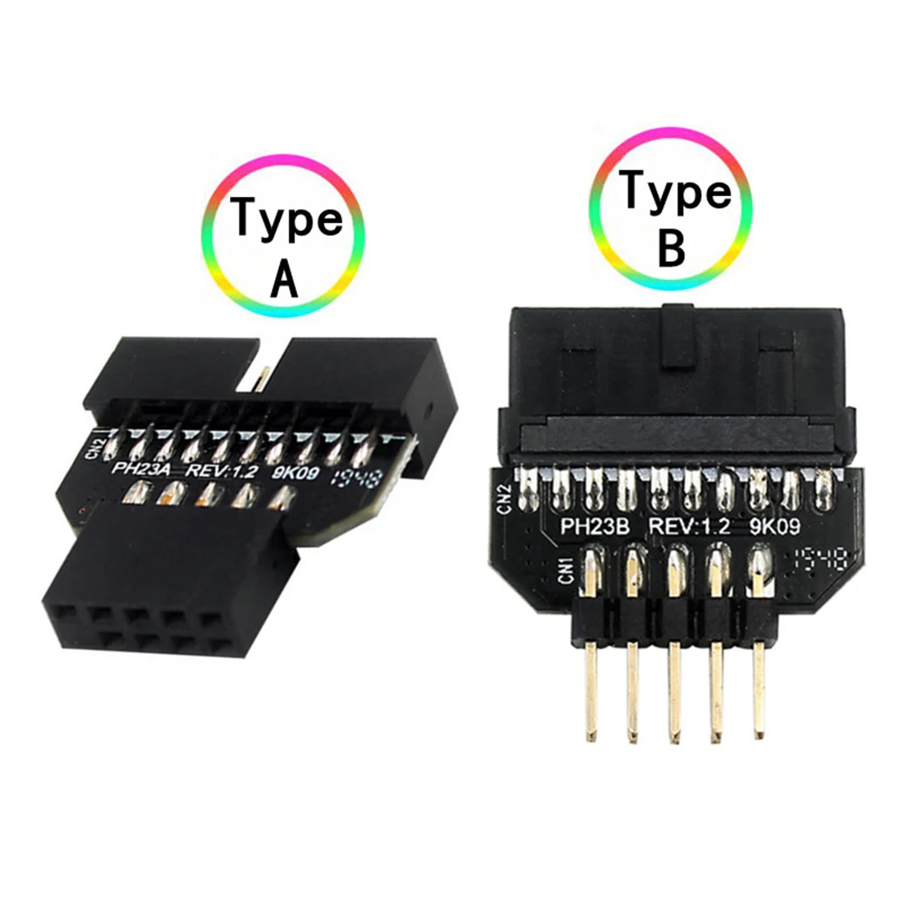 

Motherboard USB2.0 9-pin to USB3.0 19pin front panel plug-in connector USB 3.0 19/20pin to USB 2.0 9pin conversion adapter