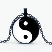 new yin yang tai chi necklace chinese yin yang tai chi gossip pattern glass pendant accessories necklace