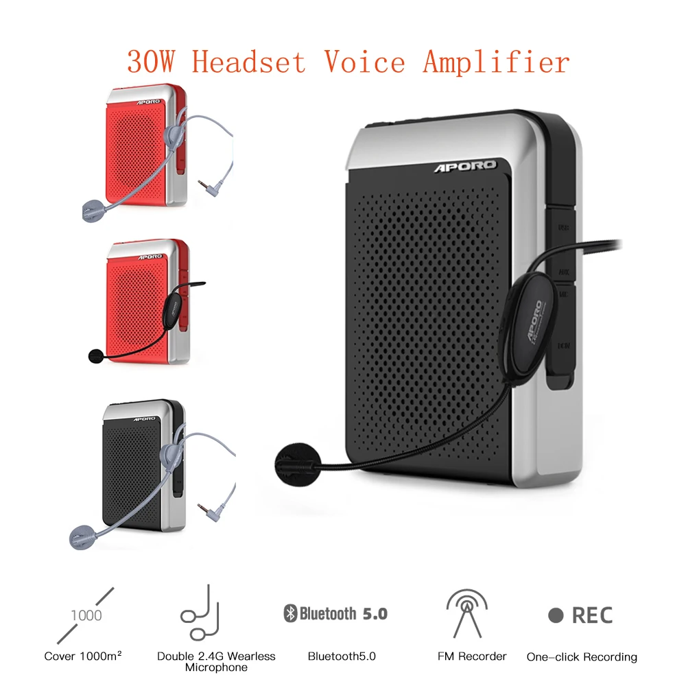 

Голосовой усилитель, 30 Вт, Bluetooth/проводной мегафон, громкий динамик, Aporo T18 TF/USB, дисковые порты, микрофон, динамик для школьных встреч