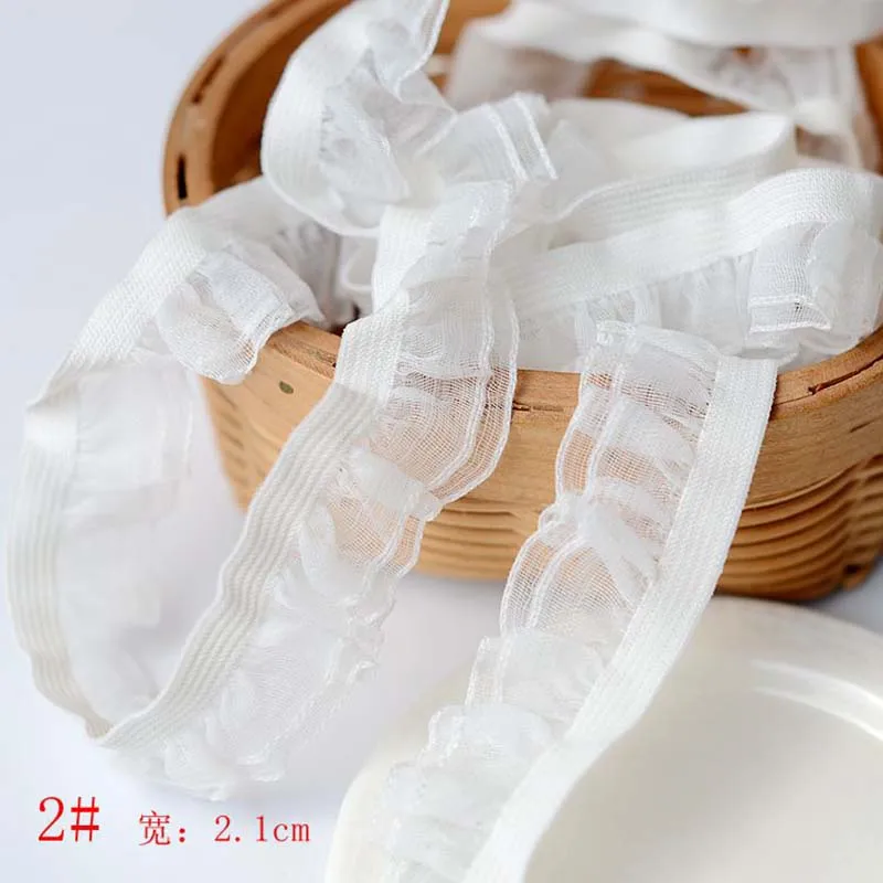 

20Meters Ruffle Edges Dress White Black Embroidery Ribbon Lace Fabric Applique For Sewing Guipure Supplies