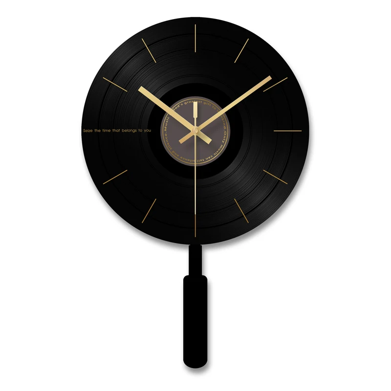 Большие черные стеклянные скандинавские настенные часы современный дизайн
