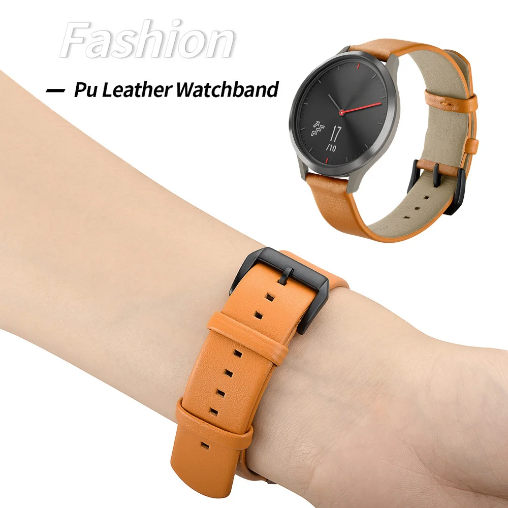 

20 мм тонкий из искусственной кожи ремешок для смарт-часов Garmin часы Vivomove HR/Vivoactive 3/Вену/кв ремешок для часов для Forerunner 245/645 легкий умный Брасле...