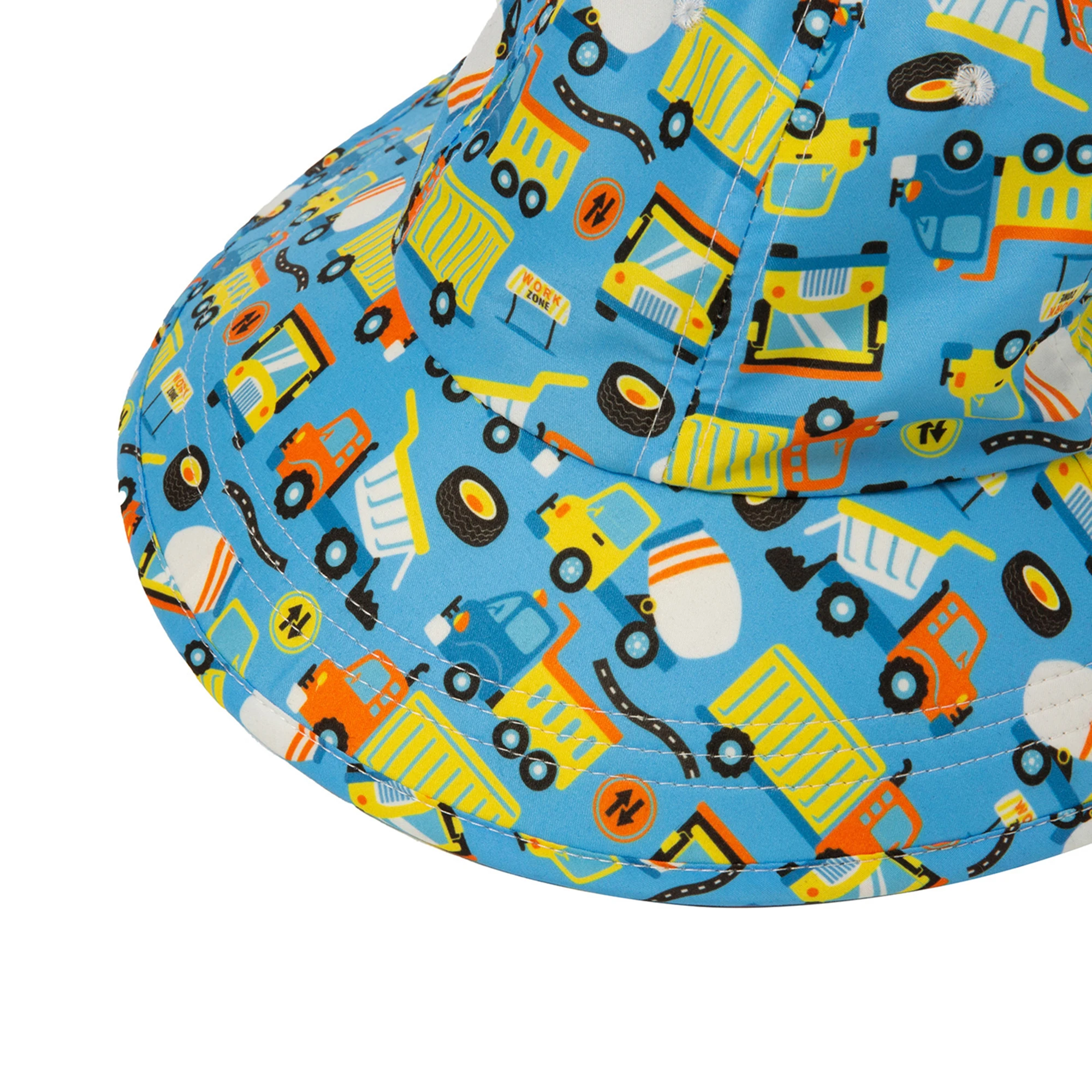 

Kids Sun Hat, Cartoon Pattern Print Bucket Hat Sun-Resistant Fisherman Cap with Wind Rope for Summer, White/Light Blue/Navy Blue