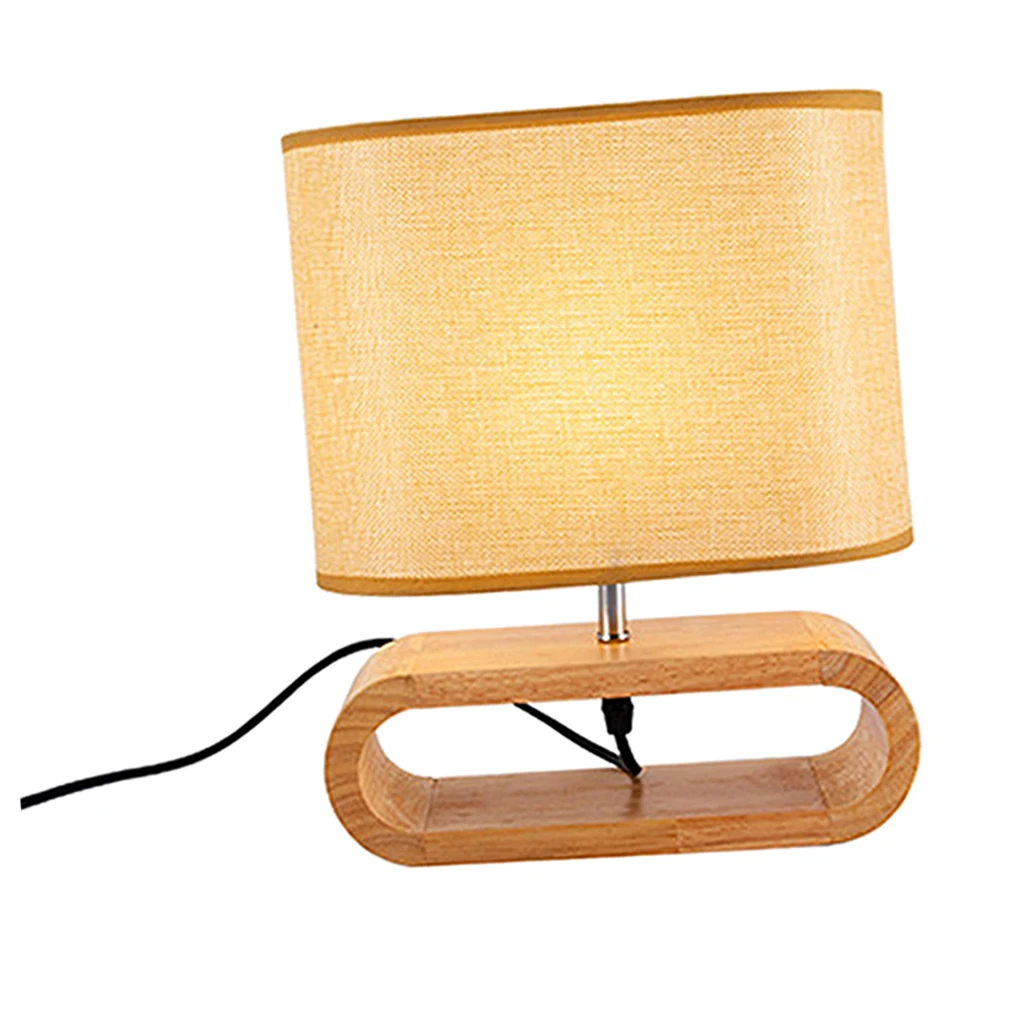

Bedside Wooden Table Lamp Living Room Bedroom Nightstand Lights US Plug