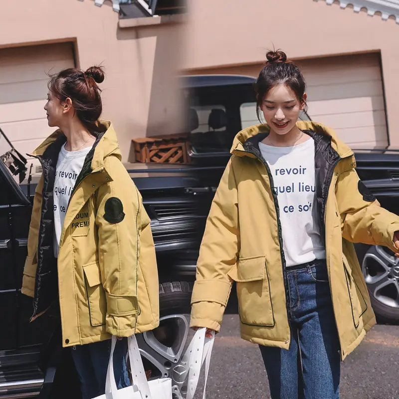 Women's coat casual down jacket winter short section women's down jacket new cotton and linen ladies Korean loose jacket