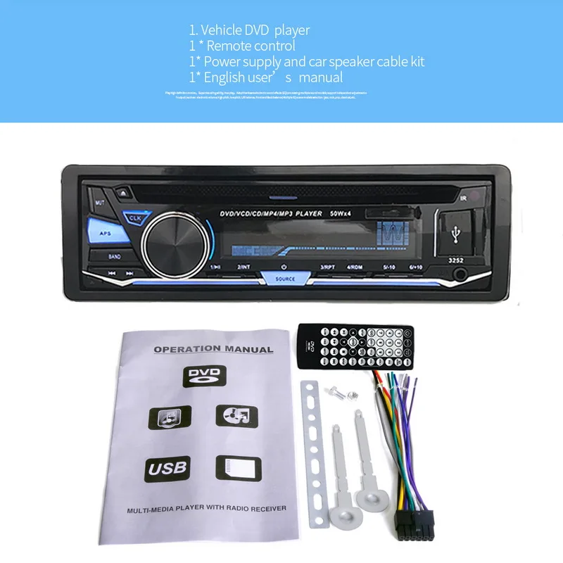 Аудио Музыка BT Bluetooth с пультом дистанционного управления CD DVD MP3 плеер Съемная панель FM AUX в USB SD карта 1 DIN автомагнитола стерео