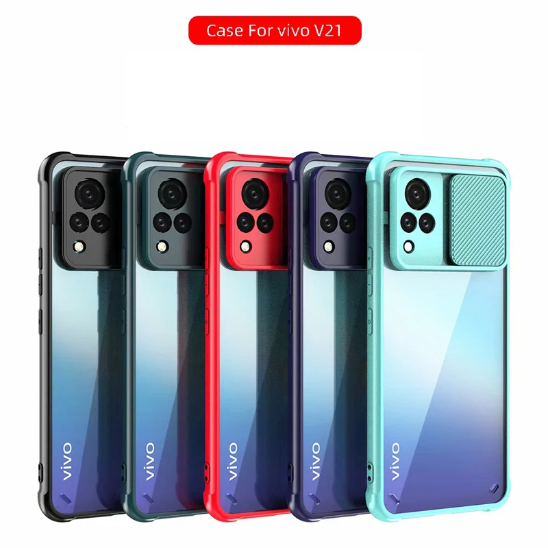 

Camera Lens transparent Protection Case For vivo V21 5G Case Vivo v21 Phone Cover V21 2021 Shockproof Soft Cover Hard Shell bag