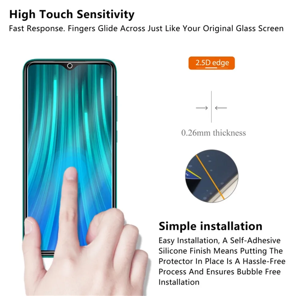 2pcs Tempered Glass For Xiaomi Redmi Note 7 8 Pro 5 6A 7A Mi 9T SE A3 Screen Protector cristal templado Redmi Note 7 8 Pro glass