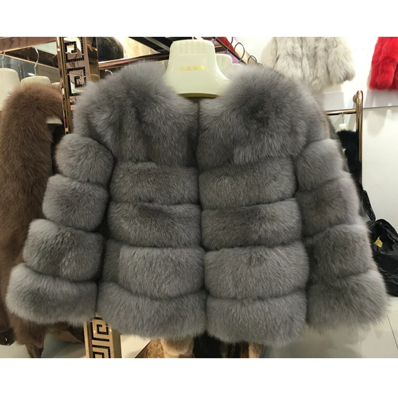 Высококачественное Женское пальто из натурального меха лисы кожаная куртка