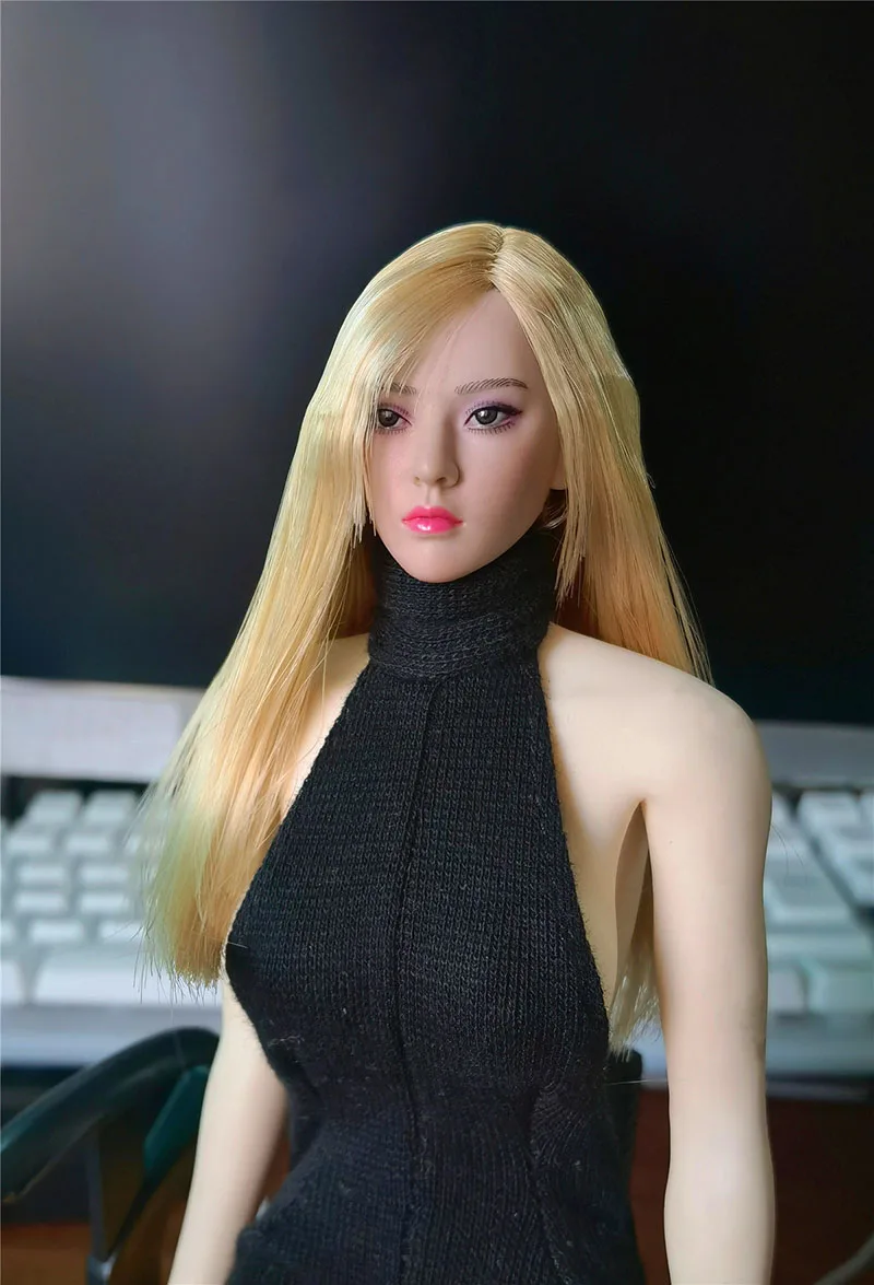 

1/6 Makeup Face Sakurahime Killer Female Head Sculpt Blond Hair Fit 12'' TBL PH Figure Body For Collection Model
