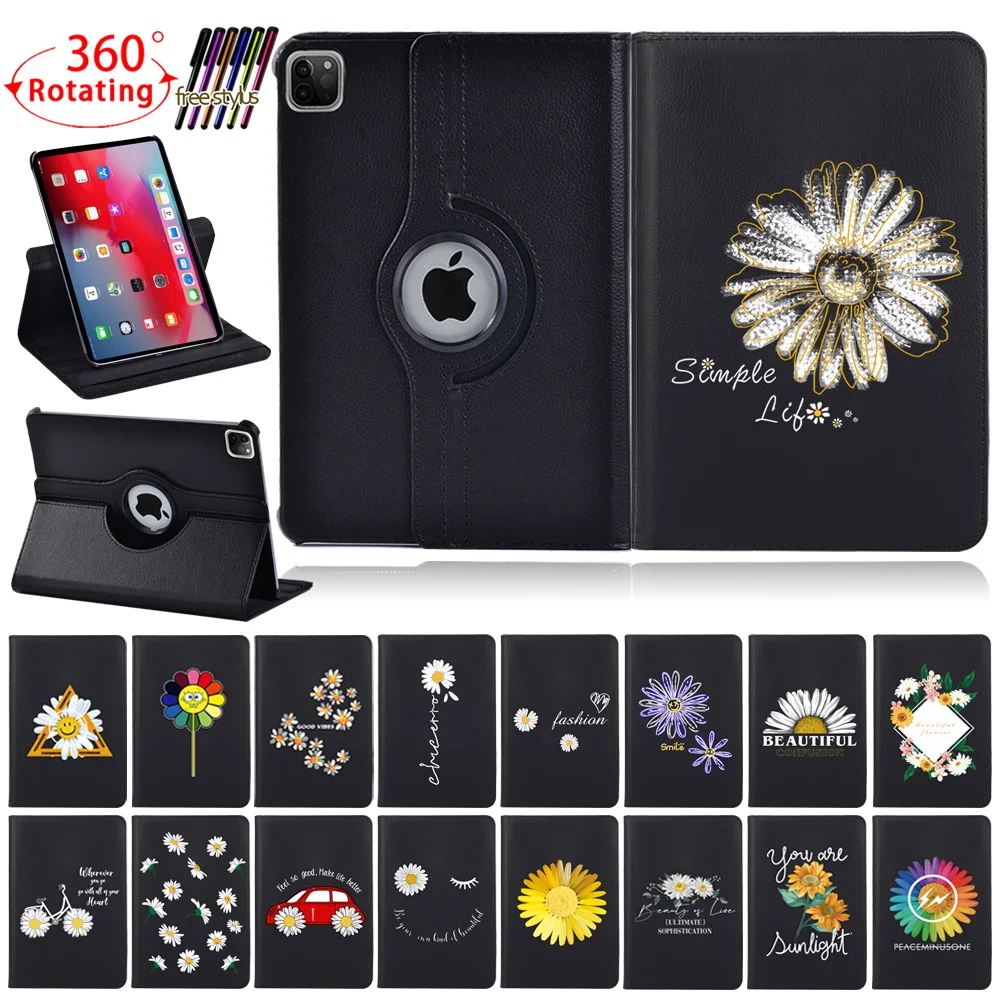 

Rotating Stand Case For Apple IPad Air 1/2 9.7"/Air 3rd Generation 2019 10.5"/Air 4th Gen 2020 10.9" Flower Leather Tablet Cover
