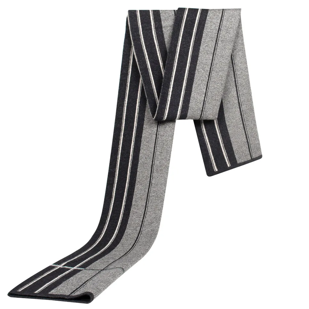 Мужской осенне зимний вязаный шарф в полоску для отца среднего возраста