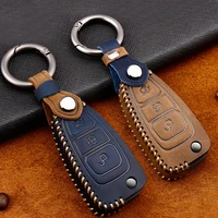 new design leather car remote key fob shell cover case for ford ranger c max s max focus galaxy mondeo transit tourneo custom
