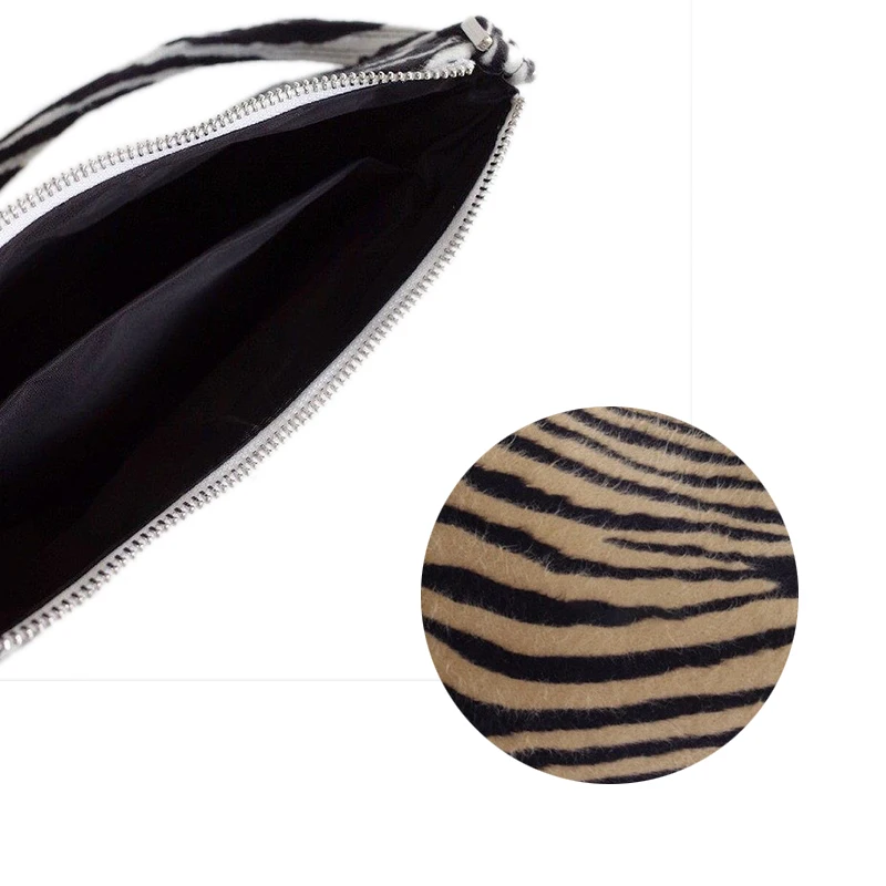 

2020 New Mini Retro Women Shoulder Bag Velvet Zebra Print Female Messenger Bag Ladies Casual Zipper Shoulder Bag Casual Tote Bag