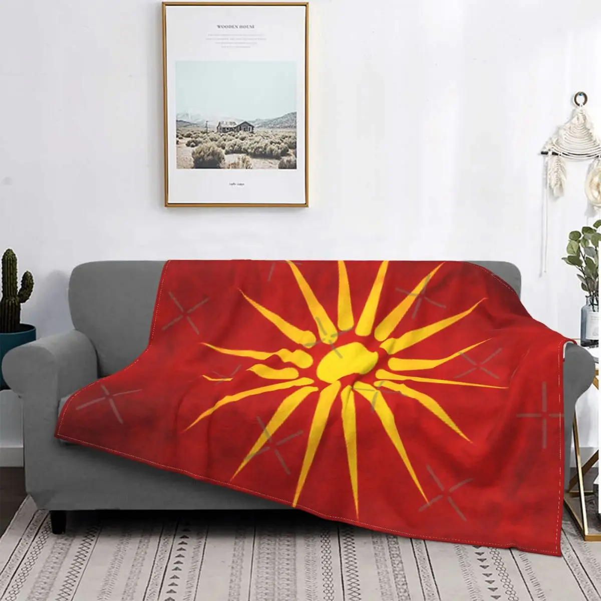 

Муслиновое одеяло в клетку, взвешенное покрывало с национальным флагом Македонии