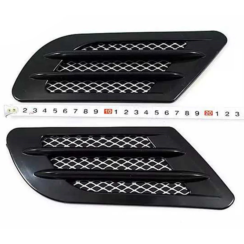 

4 Pcs Car Accessories: 2 Pcs Side Air Vent Decoration Trim & 2 Pcs Hood Scoop Gill Simulation Shark Air Vent Decoration