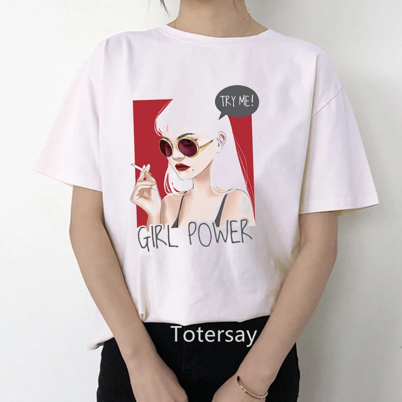 

Модная ретро футболка для женщин, милая крутая женская футболка с принтом для девушек, летняя женская футболка, белая рубашка в стиле Харадзюку, женские топы