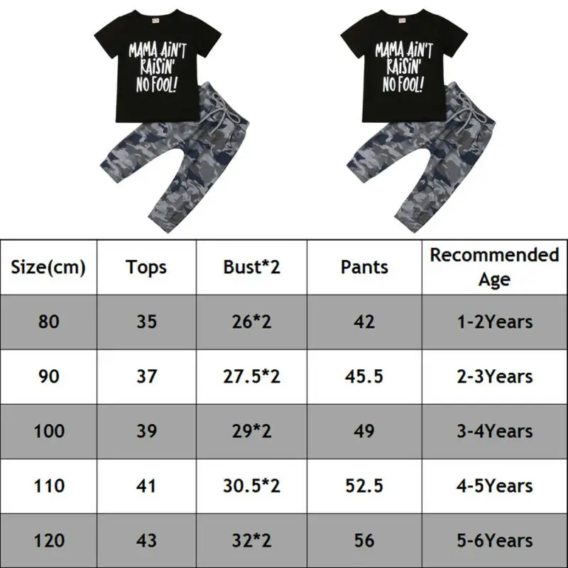 Футболка с коротким рукавом для маленьких мальчиков камуфляжные штаны крутой