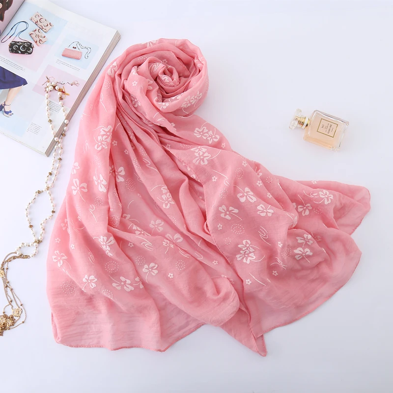 

Plain Cotton Scarf for Women Hijab Muslim Headband Floral Foulard Shawls Wraps Fashion Pashmina Bandana Muffler Long Scarfs 2021