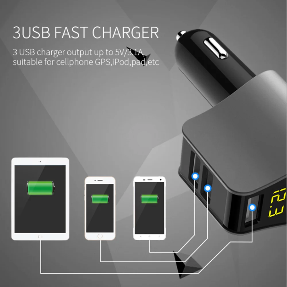 Прикуриватель KDsafe с 3 USB-портами автомобильное зарядное устройство QC3.0 адаптер в