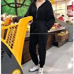 Весенние сиамские брюки с капюшоном Luck A тонкие высокой талией в Корейском стиле |