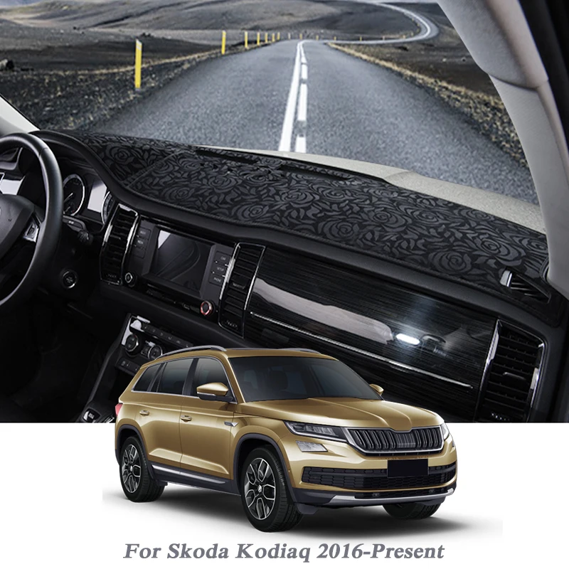 

Car Styling Dashboard Protective Mat Shade Cushion Pad Rose Carpet Mat For Skoda Kodiaq 2016-Present RHD&LHD Interior Accessory