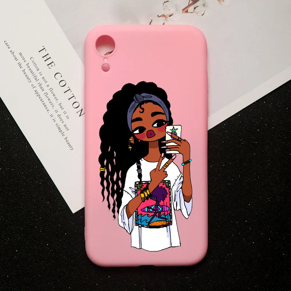 

PUNQZY Melanin Poppin Queen Case For iPhone 7 6 8 PLUS 7s 11 PRO MAX XS XR MAX Muslim girl eyes Soft TPU PINK CASE Candy colors