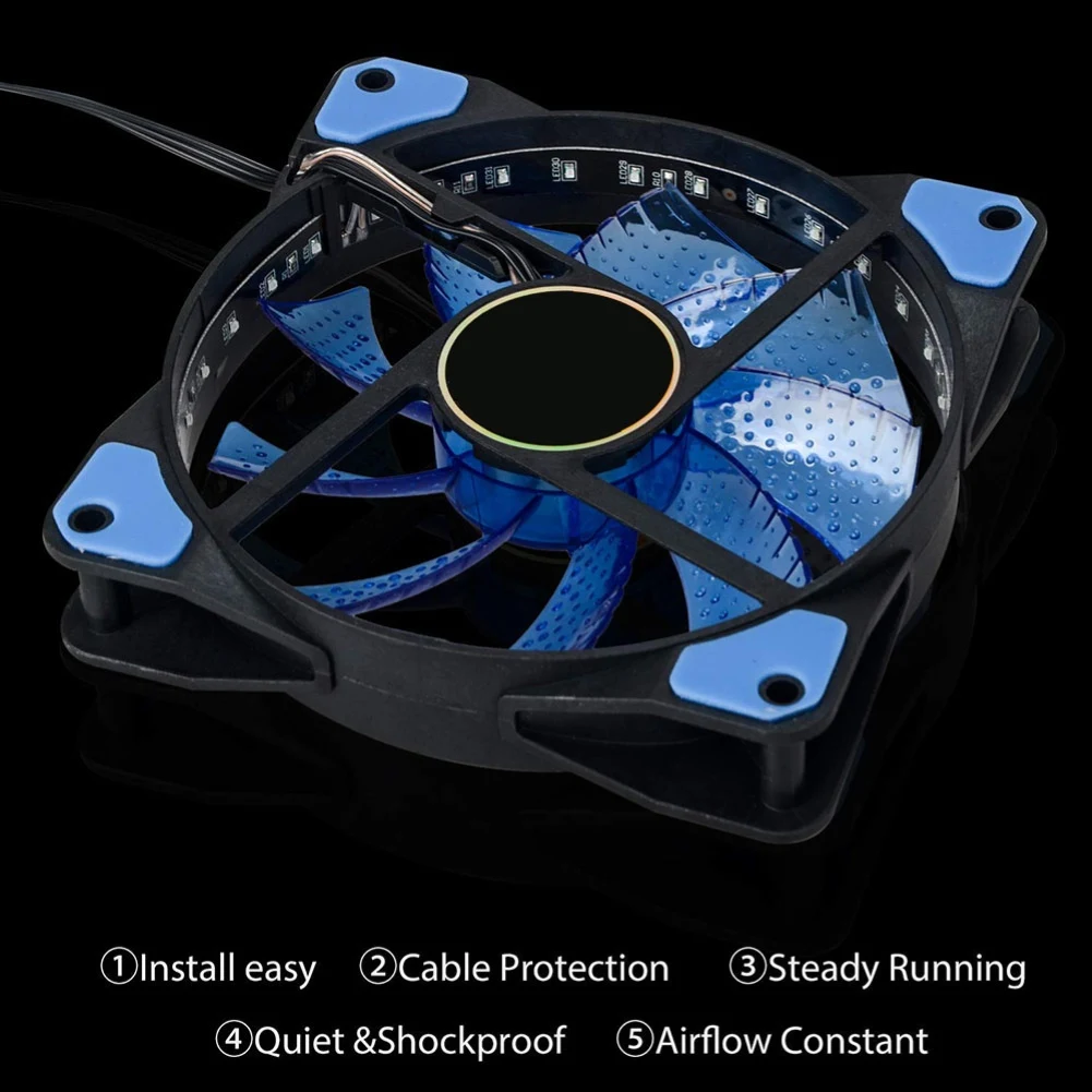 12VDC 3P IDE 4pin 120mm PC Computer Ultra Silent 33 LEDs Case Fan Heatsink Cooler Cooling Anti-Vibration Rubber 12CM | Компьютеры и