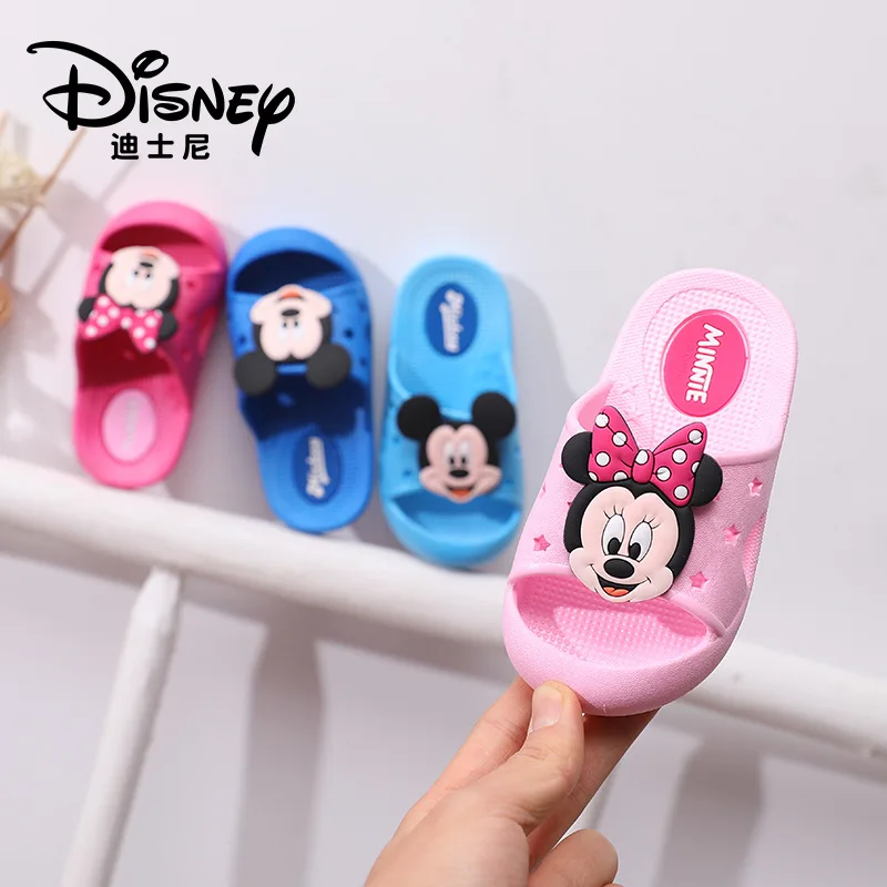 

Original Disney Mickey Mouse Minnie Baby Slippers Non-slip Home Slippers Wear Beach Hole Shoes Funny Sandals Kids Shoes for Girl
