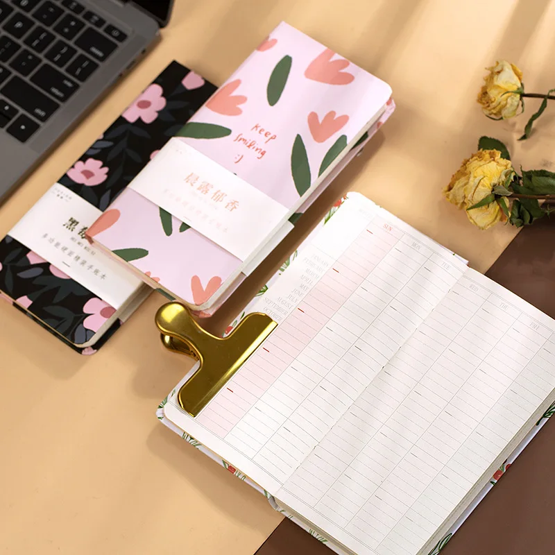 

"Young Flowers" Hard Cover Diary Monthly Weekly Planner Agenda Scheduler Beautiful Journal Pocket Memo