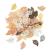50pcs 17x9mm tree leaf charms pendants small metal leaf pendants for bracelet accessories jewelry findings making wholesale diy
