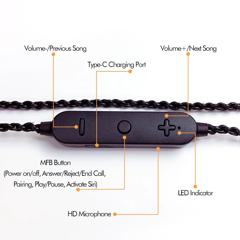LDAC Bluetooth Cable 500mAh Battery/45 Hours Playtime Hi-Res Audio 24Bit/96kHz Wireless aptX Adaptive HD Lossless Transmission |