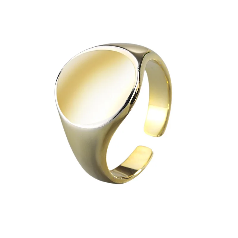 

Gold Color Oval Glossy Rings Ins Wind Atmosphere Index Finger Lucki Charm Ring Korean Fashion Simple Wave Female Ring