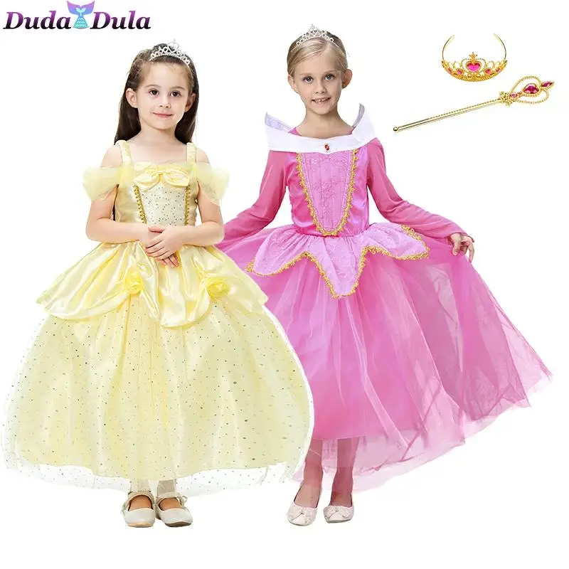 Платье принцессы Белль для девочек детские костюмы косплея детское платье