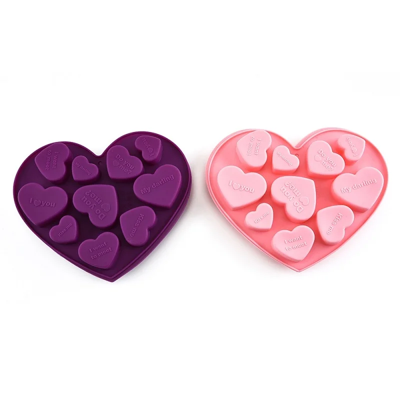 

2021 English Love heart shape Silicone Molds for diy Candy Chocolate Soap Moulds Fondant Cake Decorating Tools Kitchen Bakeware