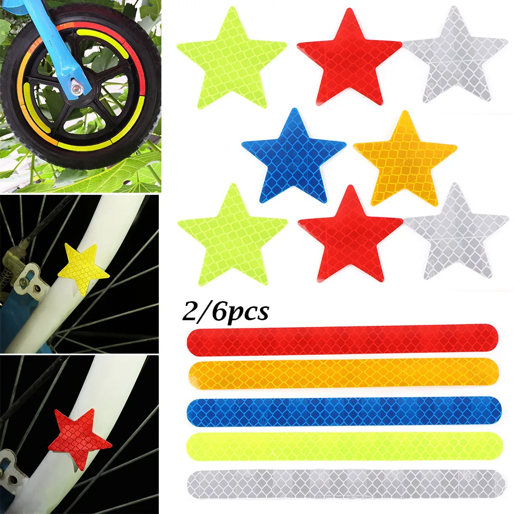 2/6 шт. отражательные переводные наклейки на велосипед лента светоотражающая