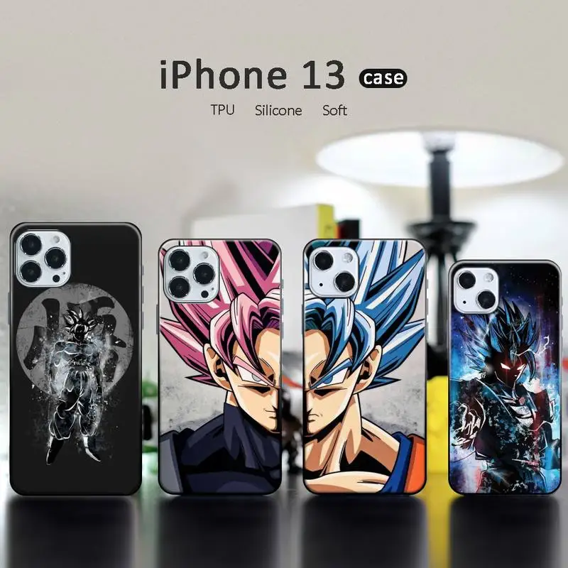 Дизайнерский чехол для телефона Dragon DBZ черный iPhone 13 12 11 Mini Pro X XR XS Max 6 6s 7 8 Plus SE с