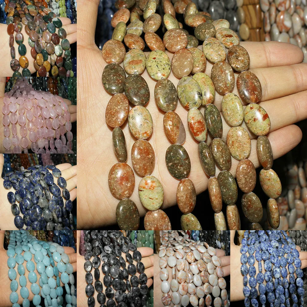 

2020 New Natural Semi-precious Stone Loose Beads Oval Shape 13x18mm DIY Production Bracelet Necklace Jewelry Accessories