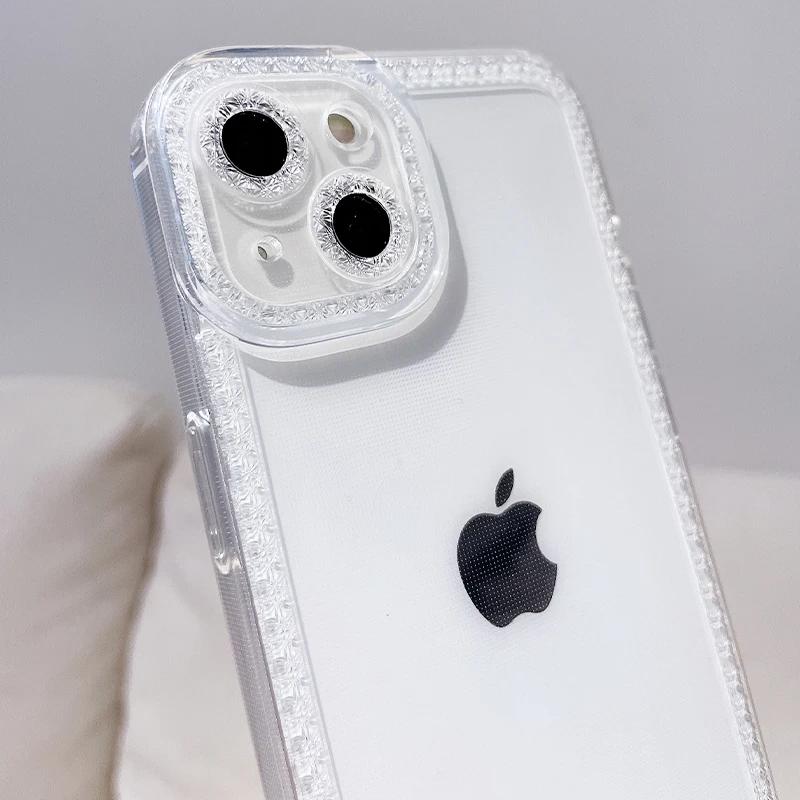 

Bling Glitter Clear Phone Case For iPhone 13 12 11 Pro Max X XS XR Transparent Diamond Pattern Soft Silicone Shockproof Cover
