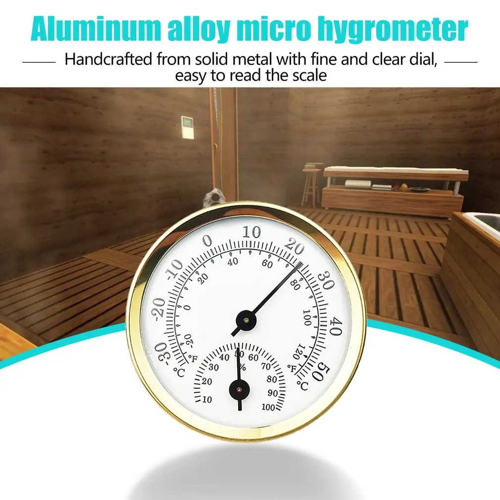 

Household Mini 57mm Aluminum Alloy Metal Thermometer Hygrometer Wall Mounted Temperature Humidity Meter for Sauna Room