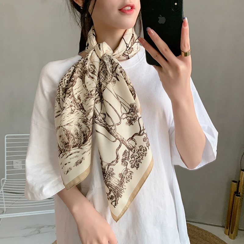 

2021 new spring women scarf quality shawl silk fashion scarf headscarf beach sunscreen bag headscarf scarf 90cm*90cm