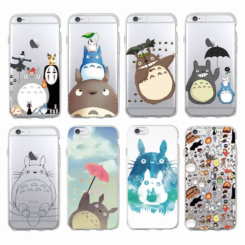 

Cute Totoro Spirited Away Ghibli Miyazaki Anime Kaonashi Soft Clear Phone Case For iPhone 11 13Pro 7 7Plus 12 8 8Plus X XS Max